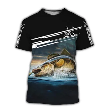 2021 Lete Najnovšie Ryby, Vonkajší T-shirt Mužov Cool 3D Tlač Rybárskych pánske Krátky Top 0 Golier Bežné Mužov Rybárske T-shirt Poiss