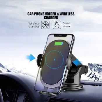 Bezdrôtová nabíjačka do auta 15W Qi rýchle nabíjanie auto clip-on auto nabíjačka mobilného telefónu držiak pre iPhone 12 11 Samsung S10 Xiao Mi 10