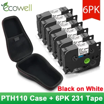 Ecowell Nepremokavé EVA pevné púzdro Kompatibilné pre Brother PT-H110 PTH100 231 Label Maker 6PK 12 mm *8m Laminované označenie páskou