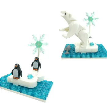Kompatibilné MOC Stavebné Bloky Tučniaky Medveď Priateľov Tehly Montessori HOBBY Hračky pre Deti, Chlapec a Dievča, Darček Severe Južného Pólu Base