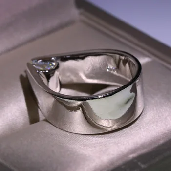 925 Sterling Silver Módne Geometrické Prst Prsteň Zásnubný CZ Prstene pre Ženy Veľký Jemné Strieborné Šperky