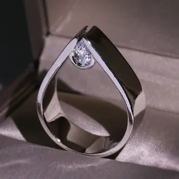 925 Sterling Silver Módne Geometrické Prst Prsteň Zásnubný CZ Prstene pre Ženy Veľký Jemné Strieborné Šperky