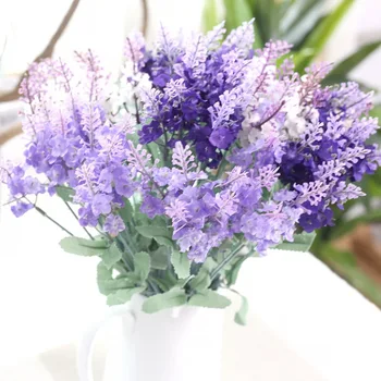 1 Kytice Romantický Provence Umelé Levanduľa Kvet Falošné Hodvábne Kvety, Svadobné Dekorácie