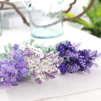 1 Kytice Romantický Provence Umelé Levanduľa Kvet Falošné Hodvábne Kvety, Svadobné Dekorácie