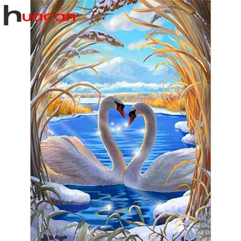 Huacan Diamond Výšivky Predaj Swan 5d Diy Diamond Umenie Súpravy Zvierat Obrázky Z Kamienky Mozaiky Domáce Dekorácie Nový Príchod