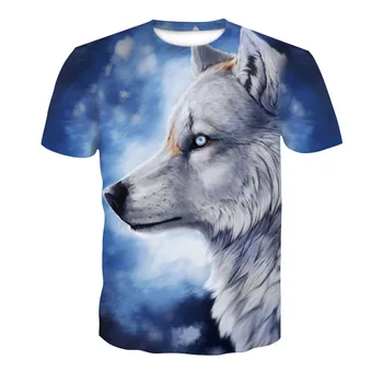 V lete roku 2019 nové značky 3D galaxy Vlk hlavu T-shirt pánske okrúhlym výstrihom, krátky rukáv T-shirt pánske módne tričko krátky rukáv kvapky