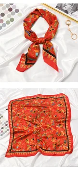 Yishine Nové 70x70cm Ženy Multifunkčné Polyester Hodvábna Šatka Červené Kvety Vzor Satin Malé Námestie, Zábaly Šatky