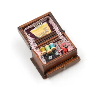 Vintage Šitie, Vyšívanie, Ihly Kit Box 1:12 Miniatúrny Domček Pre Bábiky Mini Dekor