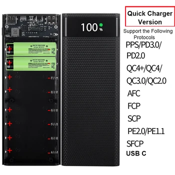 8*18650 Batérie Prípade Power bank Shell Odnímateľný 22.5 W PD Rýchlu Nabíjačku 18650 Batérie Úložný Box Dual USB Batérie, Držiak na Okno