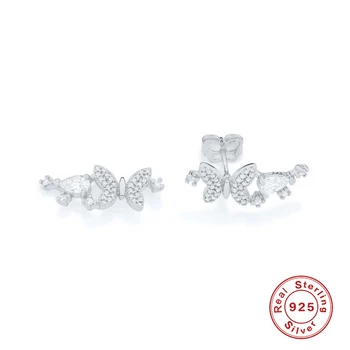 Motýľ Maľované Kvety Pendientes Plata 925 Sterling Silver Šperky Pre Ženy Piercing Stud Náušnice Серьги 2021 Trend Aros