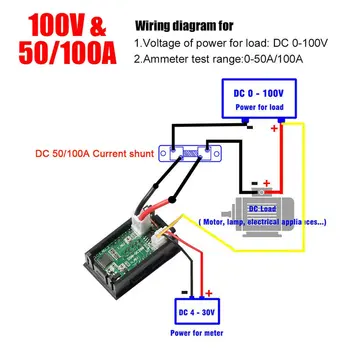 Led Digitálny Voltmeter Ammeter Nás Dc 100V 10/50 / 100A Voltmeter Ammeter Led Duálne Digitálne Volt Amp Meter Rozchod
