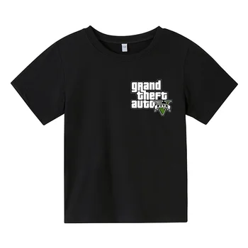 2021 Letné Módy Unisex Grand Theft Auto GtA 5 T-shirt Deti Chlapcov Krátke Rukávy Tričko Bavlna Topy Pre 4-14 Y Deti Streetwear