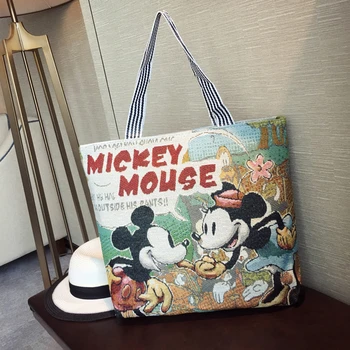 Disney Steh Minnie Mickey Mouse plátno taška na bežné rameno, kabelka nákupní taška v Zime nový kreslený vzor