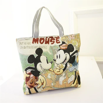 Disney Steh Minnie Mickey Mouse plátno taška na bežné rameno, kabelka nákupní taška v Zime nový kreslený vzor