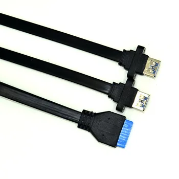 USB 3.0 Kábel USB ROZBOČOVAČ 2x USB 3.0 Mužov a Žien 19Pin Hlavičky USB3.0 Predlžovací Kábel so Skrutkou Panel Mount pre Počítače Počítač