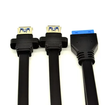 USB 3.0 Kábel USB ROZBOČOVAČ 2x USB 3.0 Mužov a Žien 19Pin Hlavičky USB3.0 Predlžovací Kábel so Skrutkou Panel Mount pre Počítače Počítač