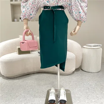 Nové dámske oblečenie Jar Leto 2021 Módne Vysoký pás split nepravidelný tenká stredná dĺžka-line sukne
