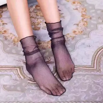 2020 vidieť-cez Módy Sexy Ženy, Transparentné Ultratenké Úplnej Oka Členok pančuchový tovar Lesk Star Sieťovina Ponožky 1 Páry