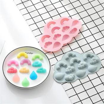 11 Mriežky Rainbow Cloud Silikónové Čokoláda Plesne Puding Jelly Gummy Formy Cloud Dážď, Kvapka Vody Cake Decor Formy Ľad Roztopí Plesní