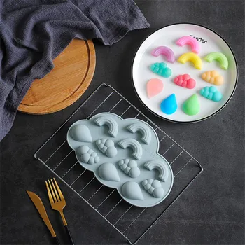 11 Mriežky Rainbow Cloud Silikónové Čokoláda Plesne Puding Jelly Gummy Formy Cloud Dážď, Kvapka Vody Cake Decor Formy Ľad Roztopí Plesní