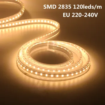 LED Pásy Vodotesný s 220V EÚ Spínač, Zapojte Nie je Oslňujúci Vonkajšie Použitie 120LEDs Flexibilné Pásky LED Svetlo