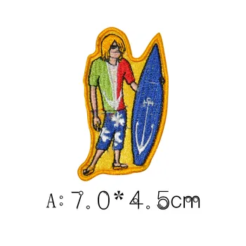 Cartoon Surfovať Chlapec Zvieratá Parches Výšivky Žehlička Na Škvrny Na Oblečení DIY Pruhy 3D Diy Oblečenie Nálepky Appliques