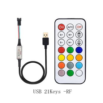 USB LED Pásy, RGB WS2812 WS2812B Adresný Pixel Pásky 21Keys Diaľkový ovládač Pre TV Späť Pod Skrinku Lampa 1-5M DC5V