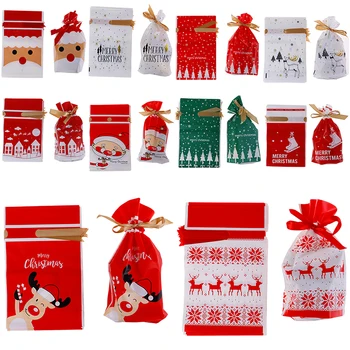 10pcs Vianočné Tašky Vianočné Darčeky, Vianočné Darčekové Tašky Veľa Santa Claus Candy Bag Taška Vianočné Ozdoby Nový Rok Prítomný