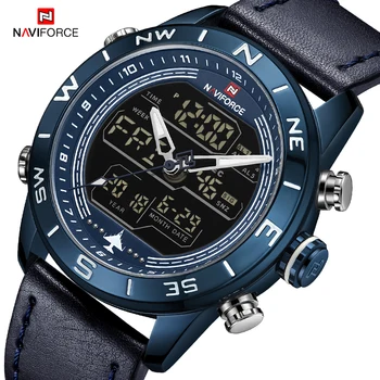 Najviac Predávajú 2021 NAVIFORCE Muž Luxusné Hodinky Chronograf Bežné pracovný Deň Displeja Vodotesný Duálny Čas Mužov Digitálne náramkové hodinky