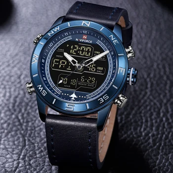 Najviac Predávajú 2021 NAVIFORCE Muž Luxusné Hodinky Chronograf Bežné pracovný Deň Displeja Vodotesný Duálny Čas Mužov Digitálne náramkové hodinky