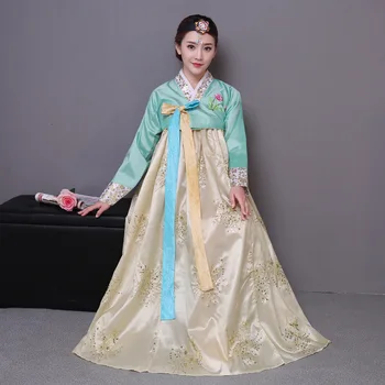 Hanbok kórejský Paillette Kyvadlo Sukne Tradície Starovekých Kostým Hanfunv južná Kórea oblečenie Tanec