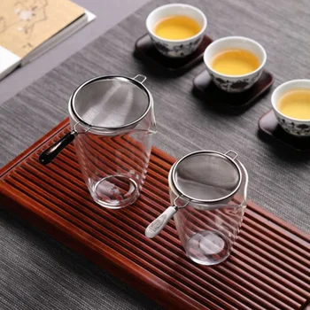 Čínsky Vintage Čaj Infuser Nehrdzavejúcej Ocele Dual Oka Cedidlom Voľné Listový Čaj Filter Keramické Rukoväť Gongfu Čaj Príslušenstvo