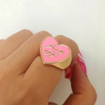 Ružová Smalt Dvojvrstvové Odkvapkávanie Oleja Digitálne Prstene pre Ženy Geometrické Námestie Srdce Motýľ Planéty Krúžok Fashion Party Šperky