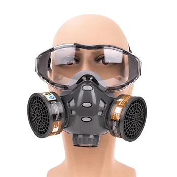 DH-Anti-Prach Plná Maska S Okuliare Bezpečnosti Spray Paint Chemických Pesticídov Dekorácie Formaldehyd S Vymeniť Filter Respirátor