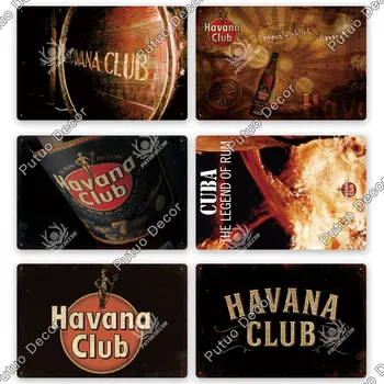Putuo Dekor Rum Havana Club Vintage Kovov Cín Značky Retro Doska Bar Dekorácie pre Pub Club Muž Jaskyni Panel na Stenu Dekor
