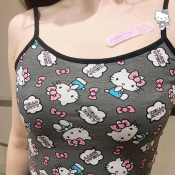 Super Elegantné Cartoon Plný Tlač Mini Camis Košele Ženy Sexy Topy 2021Summer Hot Kawaii Oblečenie Nový Japonský Retro KittyTank Topy