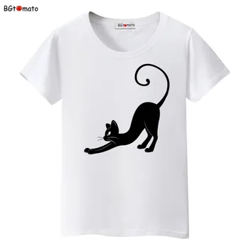 2021 Jemné a elegantné čierna mačka, T-košele pre ženy lete cool trend topy kvalitné značky tees ležérne košele