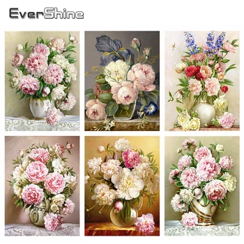 Evershine 5D DIY Diamond Maľovanie Kvetinové Vázy Plné Vŕtanie Námestie Cross Stitch Vyšívanie Kompletný Kit Domáce Dekorácie Moderné