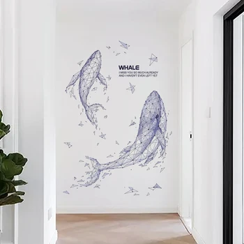 Modrá Jasné, Žralok Veľrybí Samolepky na Stenu Domáce Dekorácie Obývacia Izba Samolepiace 3d Geometrický Tvar, Tapety