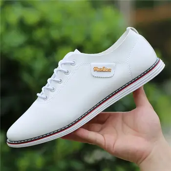 Topánky muž kórejská verzia mladých soft-stiahol malé biele topánky biela priedušná fashion móda, topánky