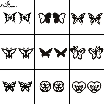 Shuangshuo 2021 Módne Viacerých Štýl Butterfly Náušnice pre Ženy, Dievčatá Elegantné Čierne Náušnice z Nehrdzavejúcej Ocele, Šperky Darček