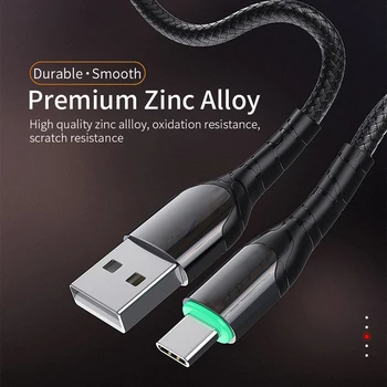 USB Typu C, Kábel 1m LED Rýchle Nabitie Drôt, Kábel USBC Typ-C Kábel Pre Xiao 11 10 Redmi Poznámka 9 8 7 Samsung S10 S20 USB-C Nabíjačky