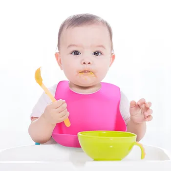 3ks/Set Dieťa Kŕmenie Nastaviť Skladacia Prenosné Sliny Bib potravinársky Silikón Anti-drop prísavky Misy Podbradník + Misa + Lyžica