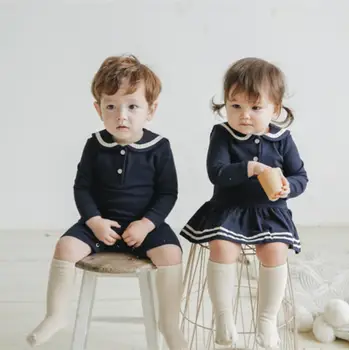 Baby Chlapci, Dievčatá Oblečenie Brat Sestra Zodpovedajúce Oblečenie Batoľa Chlapci Jumpsuit Romper Španielsky Dievčatá Bavlnené Šaty Novorodenca Trakmi