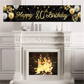 Party Dekorácie Dekorácie Pozadí Zlatý Lesk Happy Birthday Banner 30 40 50 60 Rokov House Party Dodávky