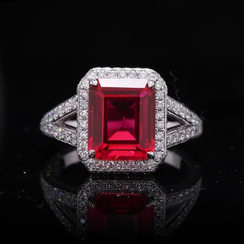 AEAW 5ct 14K Bieleho Zlata Lab Ruby Krúžok Diamantové Výročie Klasické Jemné Šperky