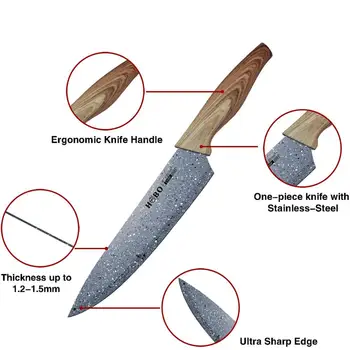 6PCS Nehrdzavejúcej Ocele Nože Nastaviť Kuchár Nôž Nástroje Pre Profesionálne Kuchyne Japonský Nôž Non-stick Nôž na Chlieb Frézovanie Nožnice