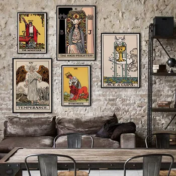 Na Temperance Silu Karty Plagát Tarot Wall Art Obrázky, Maľovanie Kúzelník Kňažky Abstraktné Vytlačí Obývacia Izba Domova