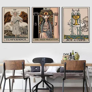 Na Temperance Silu Karty Plagát Tarot Wall Art Obrázky, Maľovanie Kúzelník Kňažky Abstraktné Vytlačí Obývacia Izba Domova
