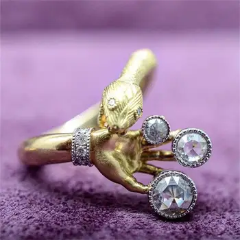 Luxusné Prst Had Krúžok Zlatá Farba Biela Cubic Zirconia Prstene pre Ženy, Ženské Party Módne Šperky Accessorie